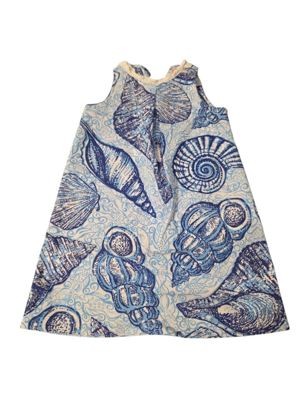 Lilly Pulitzer Seashell Print Shift Dress Blue White Sleeveless Size 8